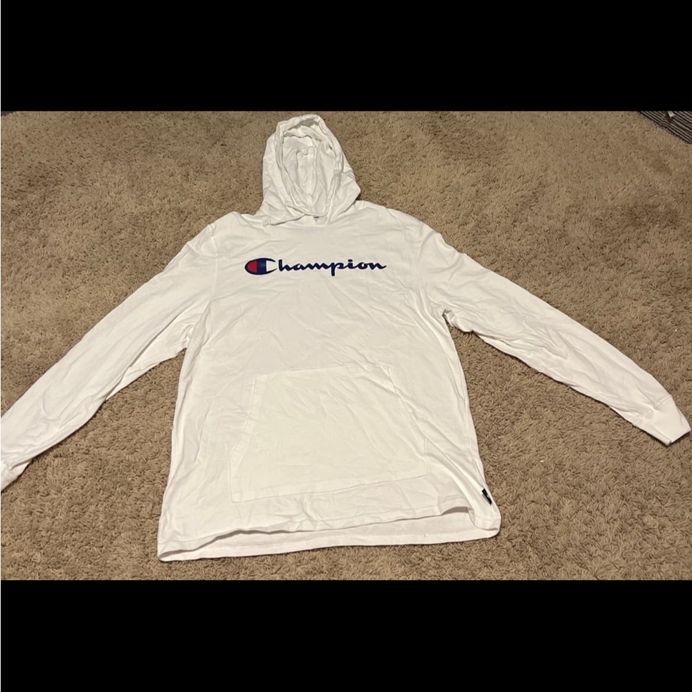 Mens large white champion shirt hoodie